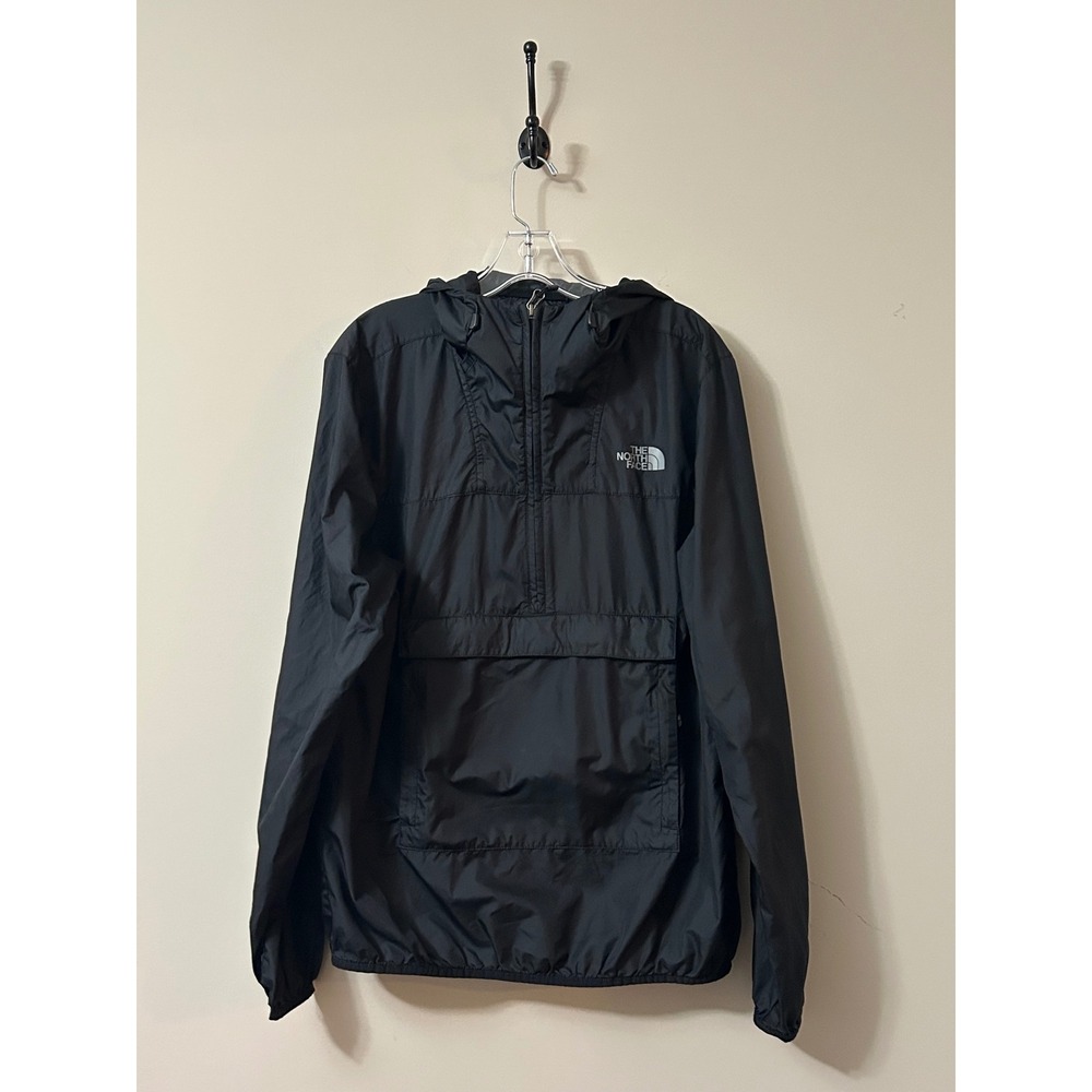 The North Face Mens Fanorak Black Quarter Zip Packable Windbreaker Jacket